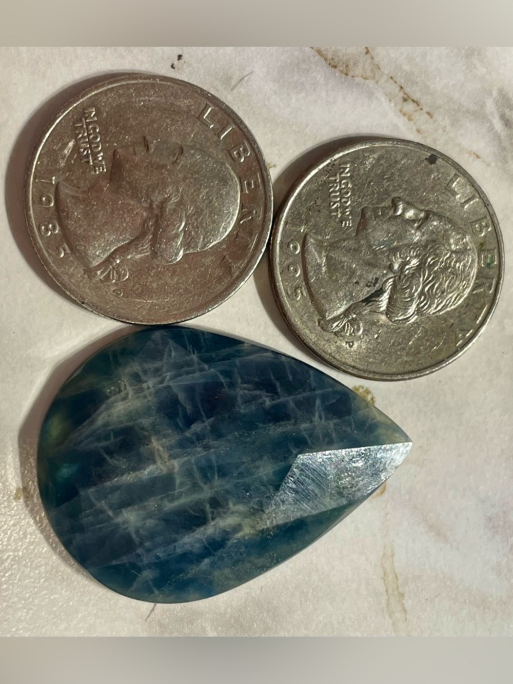 51ct Blue Sapphire‼️ BLUE Yellow Gray loose Pear Pendant necklace - Picture 4 of 16